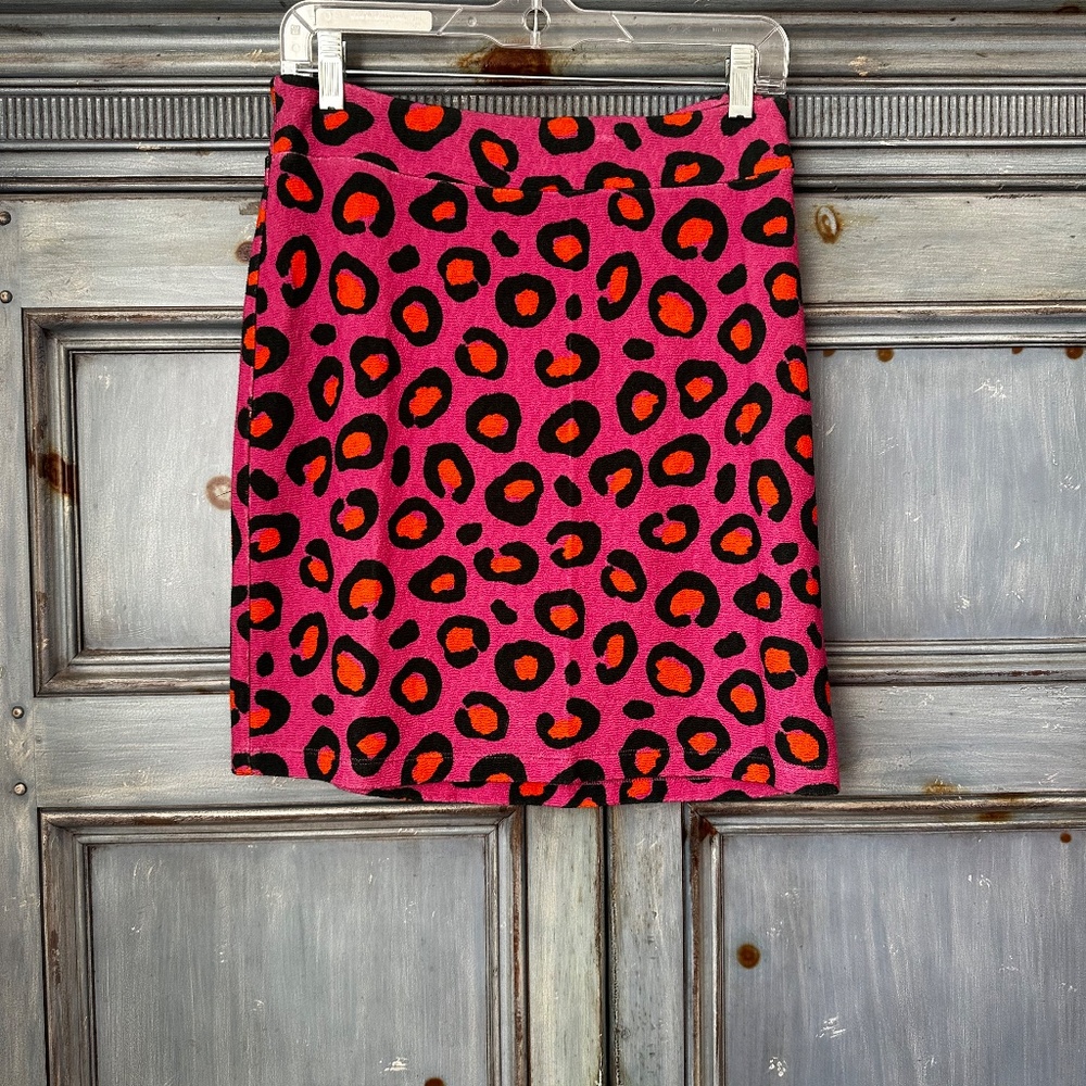 Farm Rio x Anthropologie Halley Knit Mini Skirt In Pink Animal Print Size S NWT - Picture 2 of 5